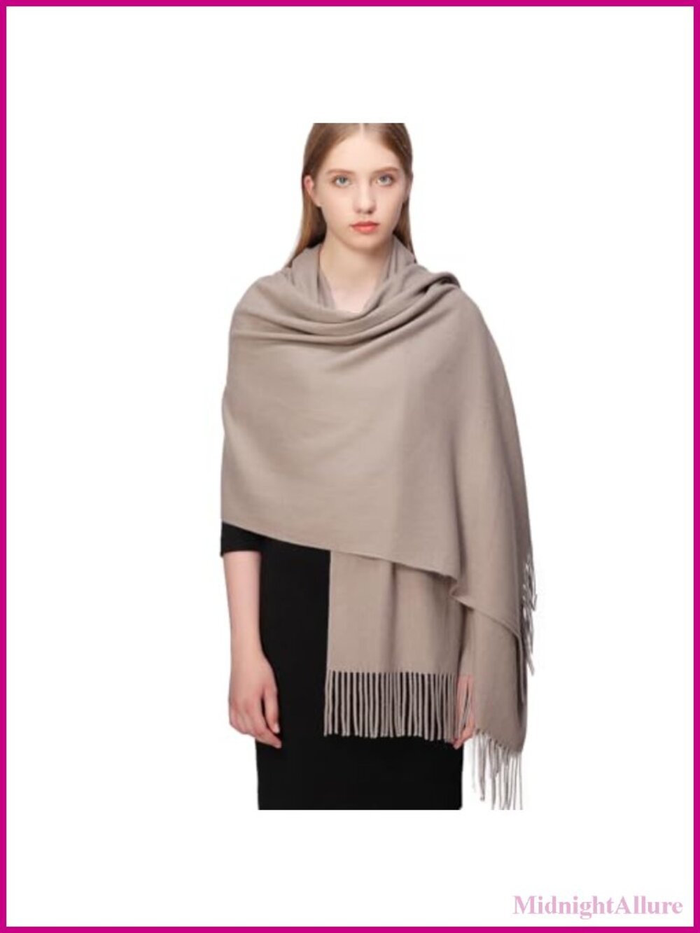 Oversized Pashmina Shawl Wrap Herringbone Polyester Blend